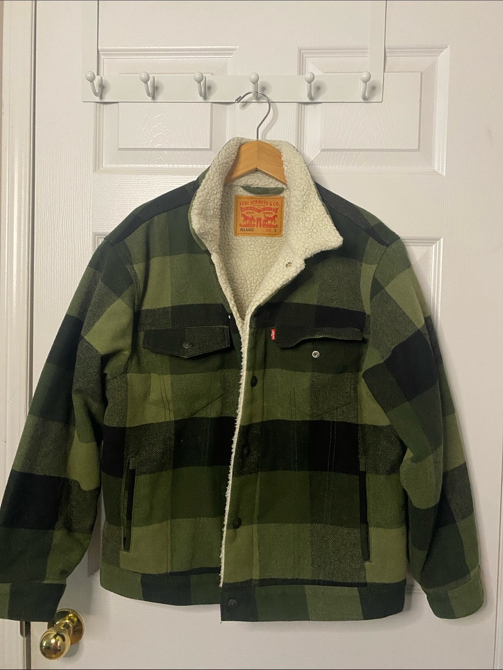 Levi's Green and Black Plaid Sherpa-Lined Field Jacket #13